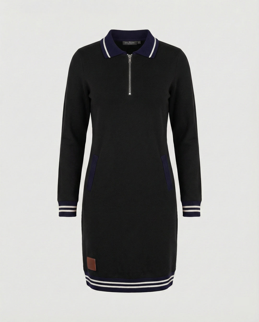 Drune - Damen Kleid mit Reißverschluss & Reverskragen, Modern Geschnitten