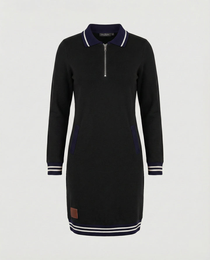 Drune - Damen Kleid mit Reißverschluss & Reverskragen, Modern Geschnitten