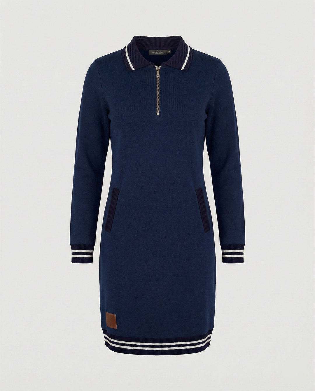 Drune - Damen Kleid mit Reißverschluss & Reverskragen, Modern Geschnitten