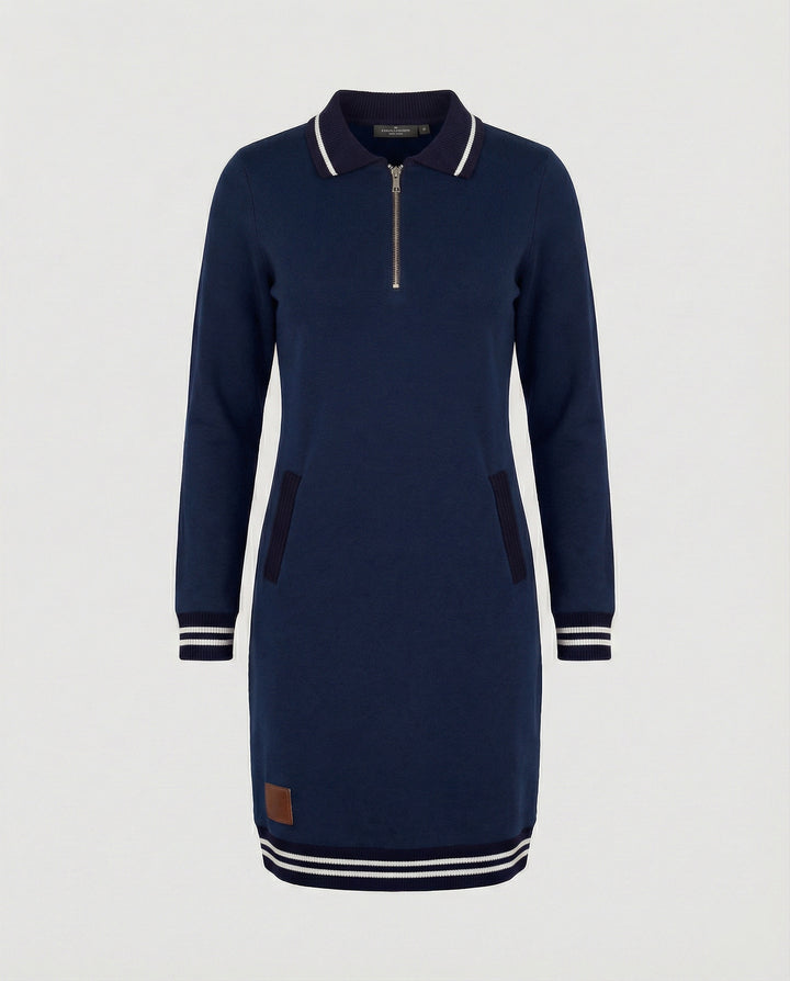 Drune - Damen Kleid mit Reißverschluss & Reverskragen, Modern Geschnitten