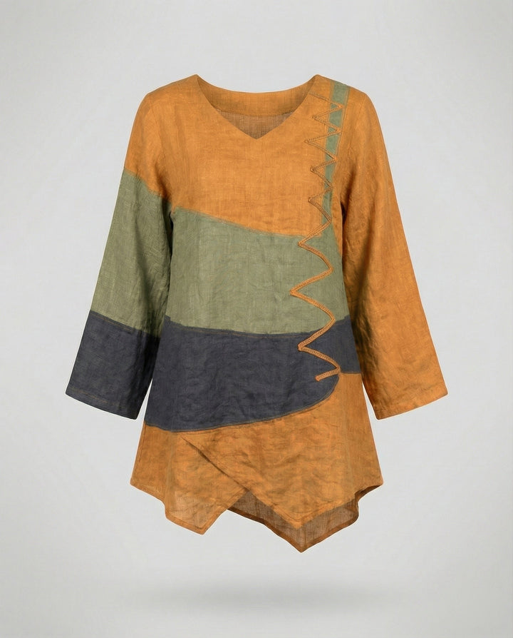 Drune | Modisch Dreifarbige Damenbluse
