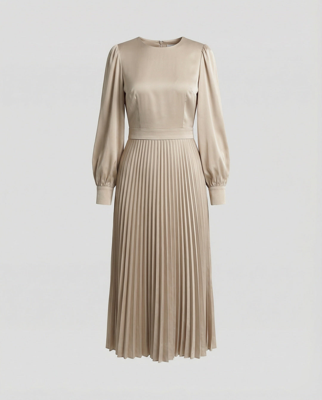 Damen Midikleid Plissee Satinoptik