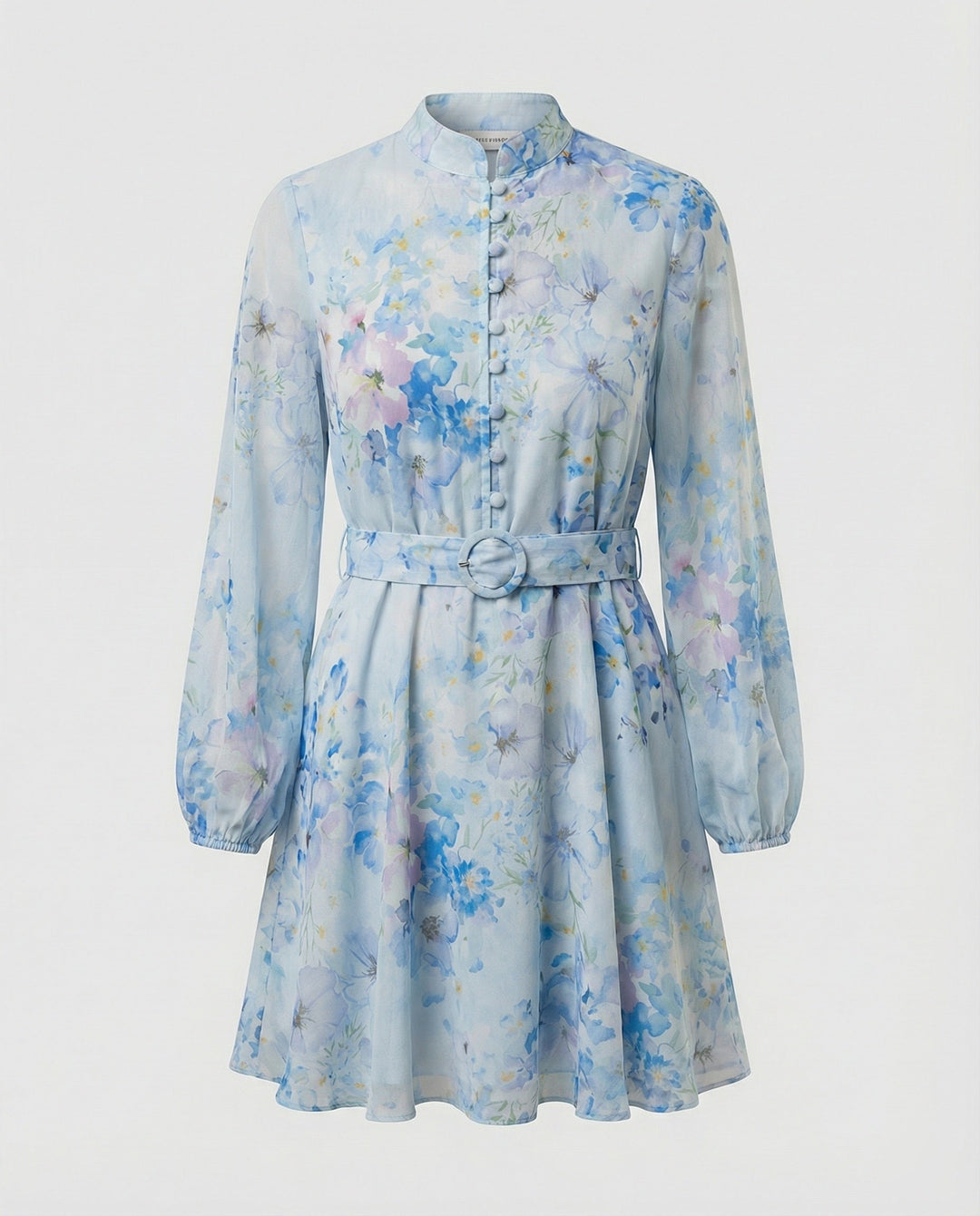 Kurzkleid Mit Stehkragen Und Gürtel Damen
