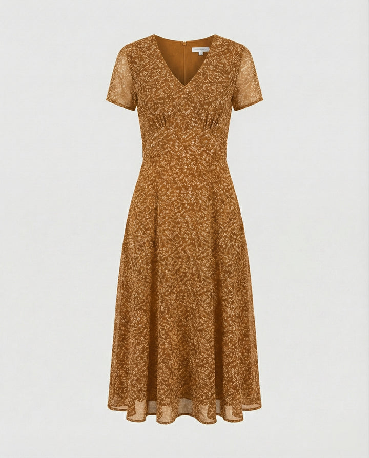 Drune - Elegantes Kleid mit V-Ausschnitt Schwingender Saum