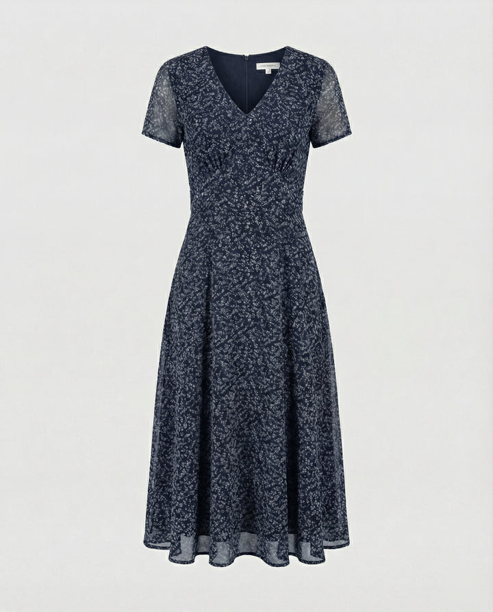 Drune - Elegantes Kleid mit V-Ausschnitt Schwingender Saum