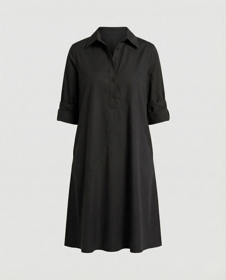 Hemdblusenkleid mit Umlegekragen & Dreiviertelärmel