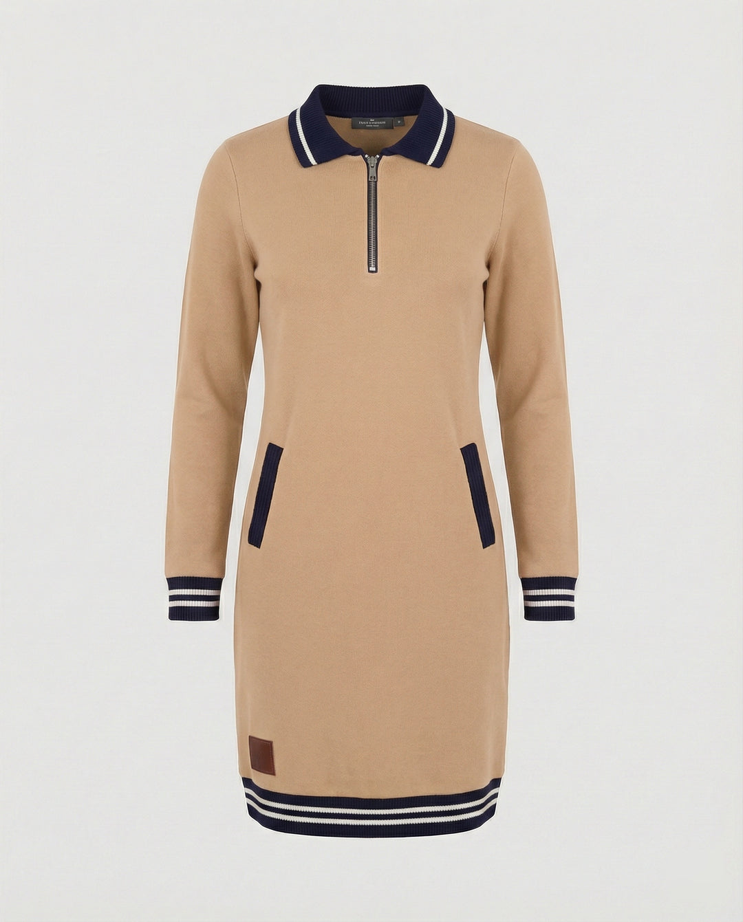 Drune - Damen Kleid mit Reißverschluss & Reverskragen, Modern Geschnitten