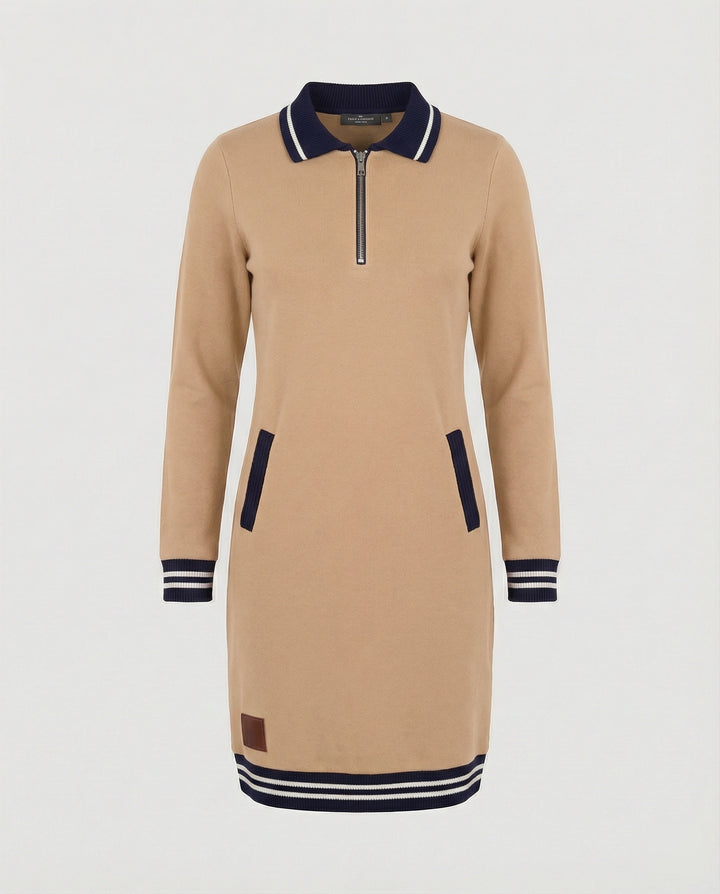 Drune - Damen Kleid mit Reißverschluss & Reverskragen, Modern Geschnitten