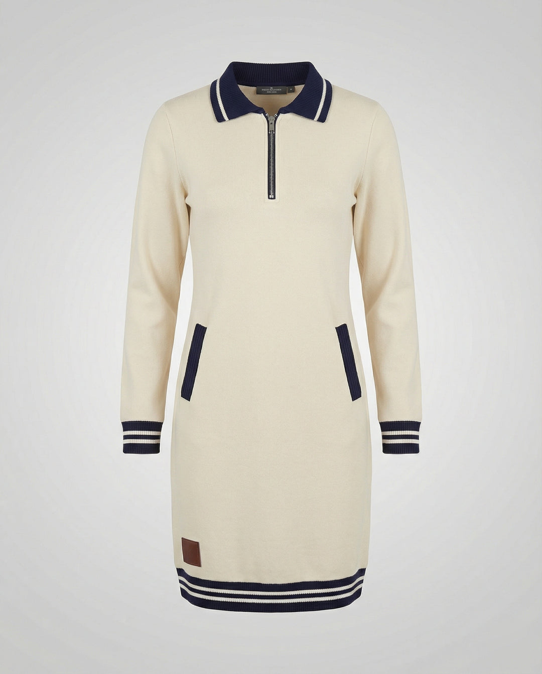 Drune - Damen Kleid mit Reißverschluss & Reverskragen, Modern Geschnitten