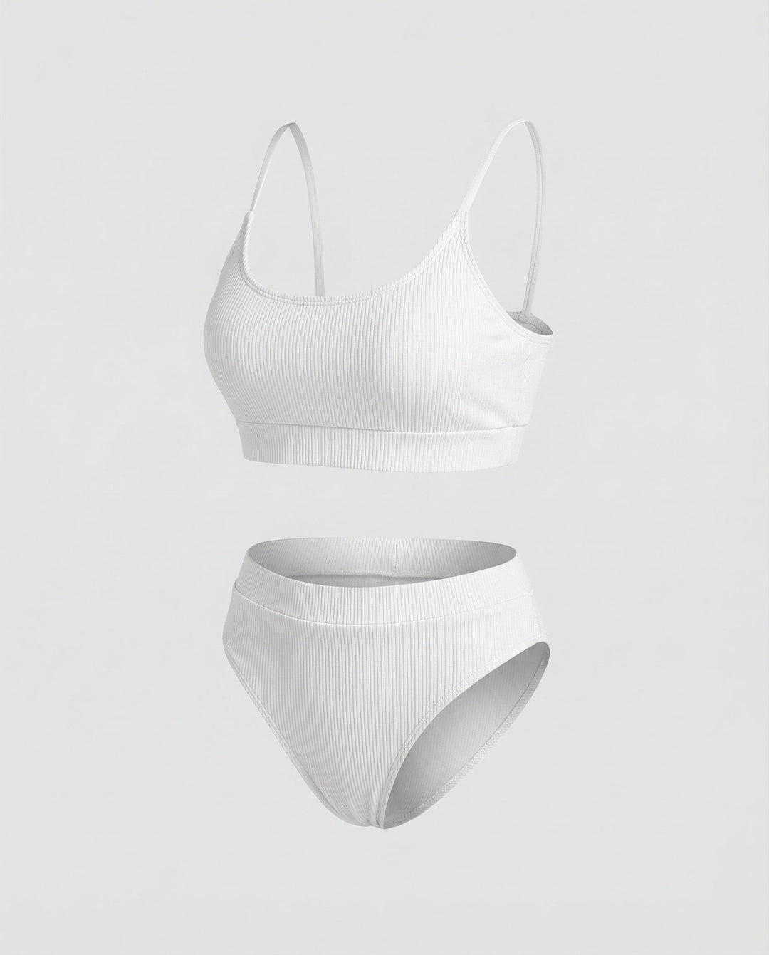 Damen Ripp-Bikini-Set Spaghettiträger-Bustier