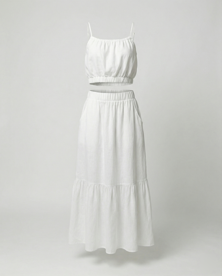 Damen Sommerliches Zweiteiler-Kleid mit fließendem Schnitt und praktischen Taschen Drune