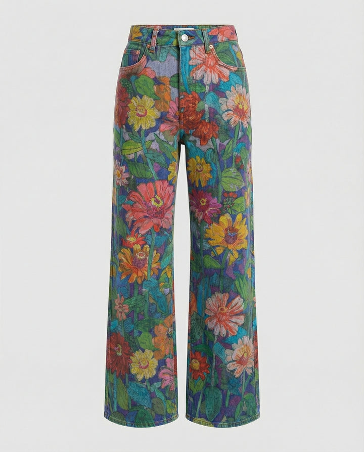 Drune - Modische Jeans, Mit Auffälligem Blumenprint