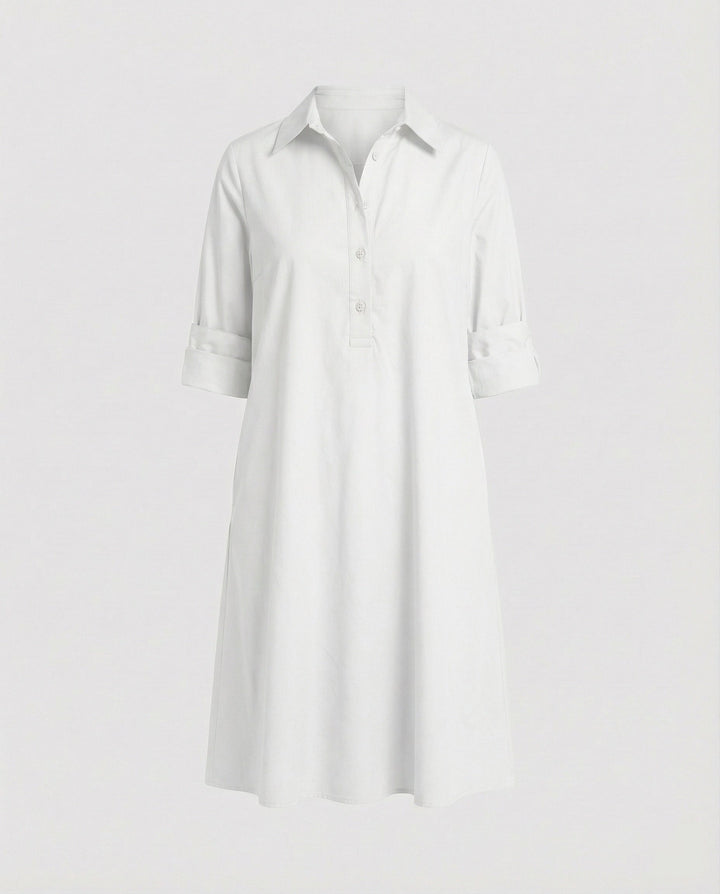 Hemdblusenkleid mit Umlegekragen & Dreiviertelärmel