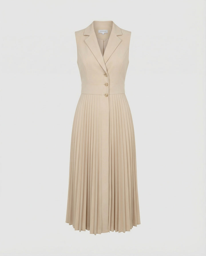 Damen Midikleid ärmellos mit Plisseerock