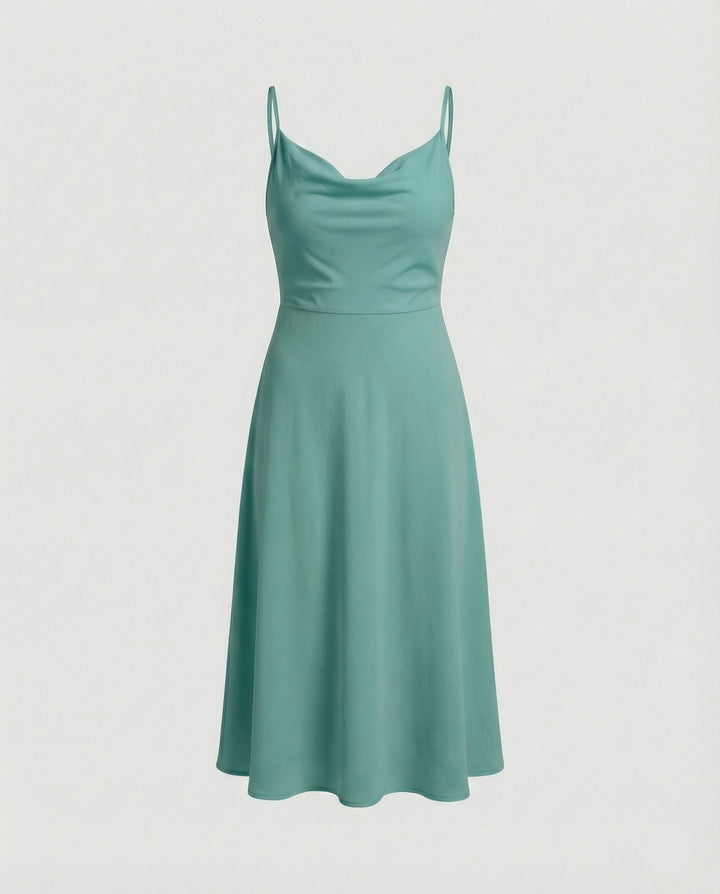 Drune | Lange Drapierte Kleid mit Eingebautem Bh
