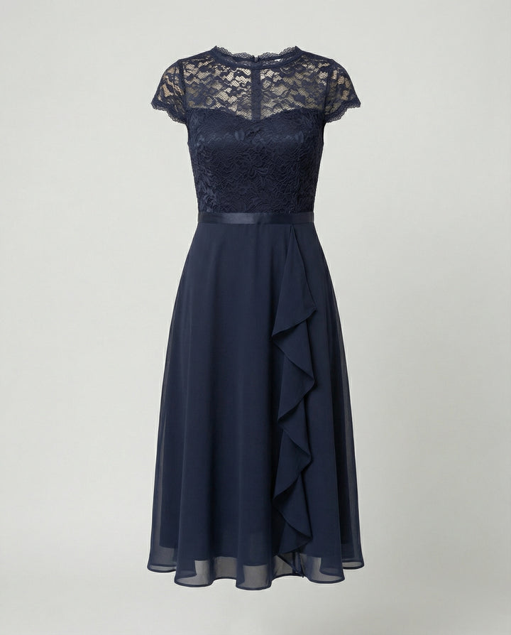 Drune - Elegantes Transparentes Kleid mit Kurzarm, Feminine Silhouette