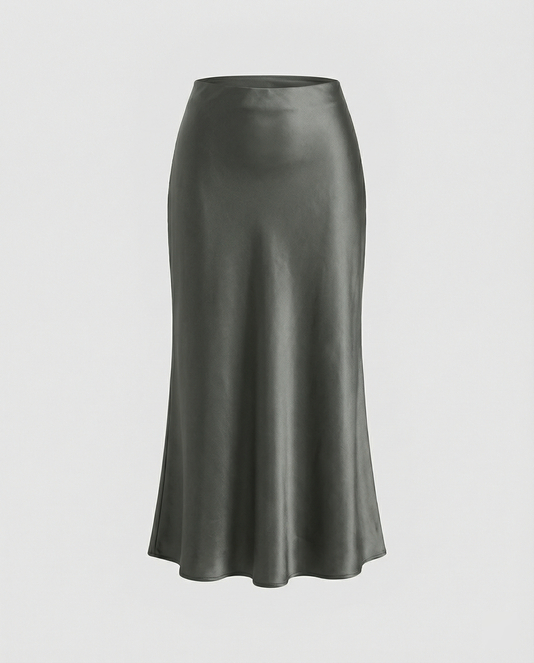 Damen eleganter Satin-Midirock mit fließendem Schnitt und hohem Bund Drune