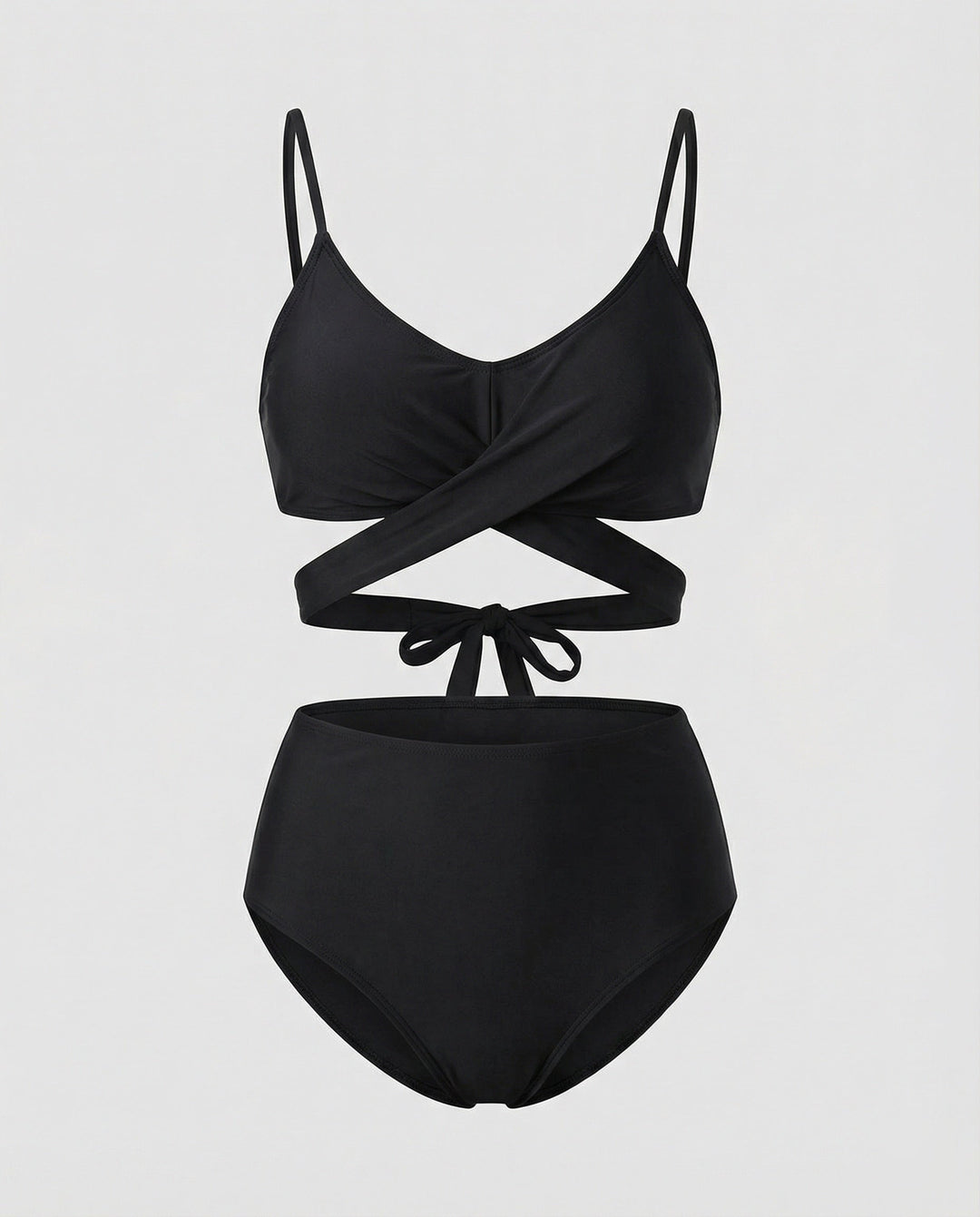 Drune | Schwarzes und Hohe Taille Bindeband Bikini Set