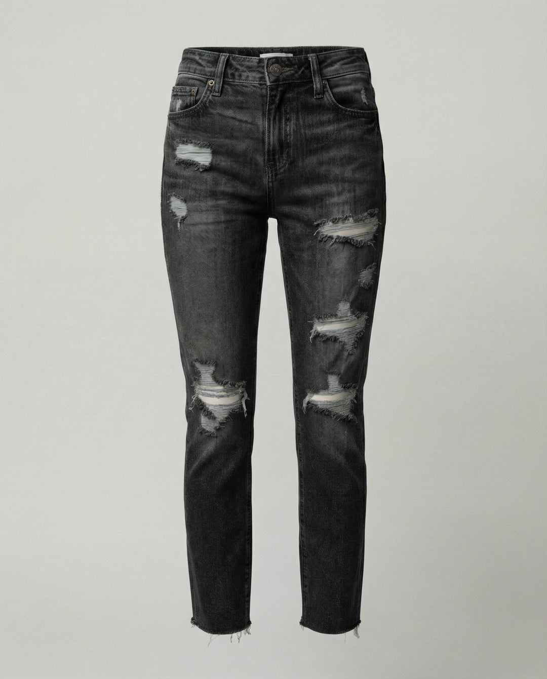 Damen Slim Fit Jeans mit Destroyed Details im Used-Look | Drune