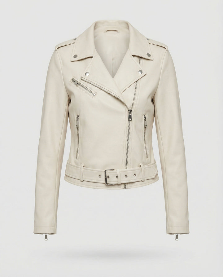 Damen Lederjacke Schwarz Echtleder Look