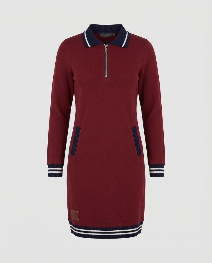Drune - Damen Kleid mit Reißverschluss & Reverskragen, Modern Geschnitten
