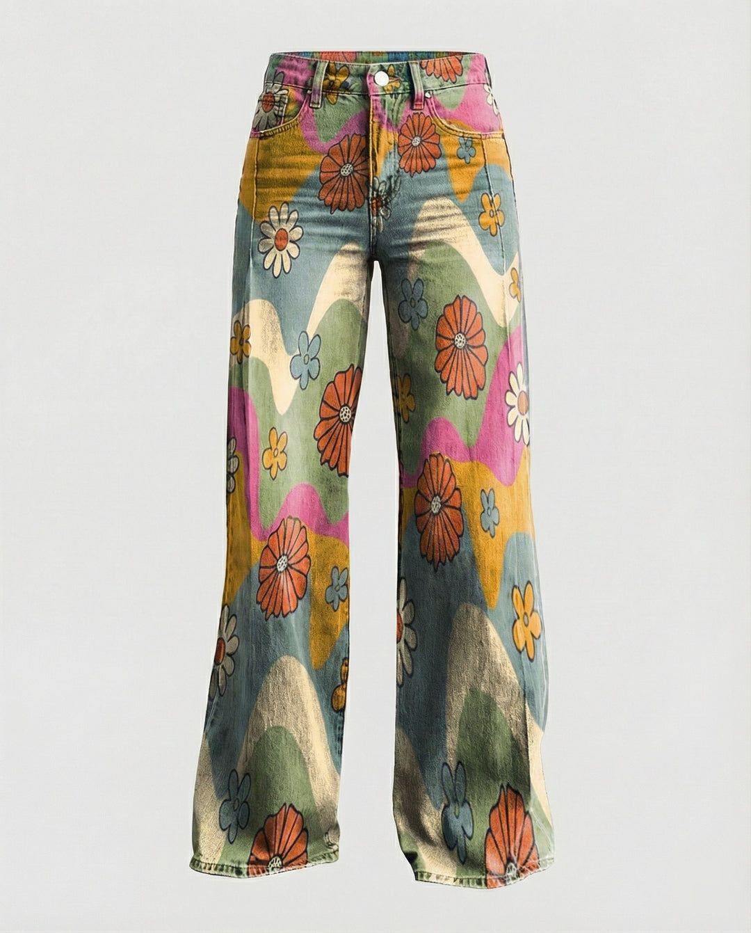 Drune - Modische Jeans, Mit Auffälligem Blumenprint
