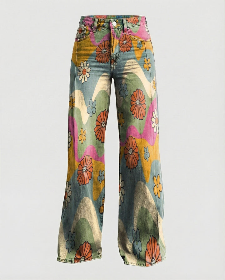 Drune - Modische Jeans, Mit Auffälligem Blumenprint