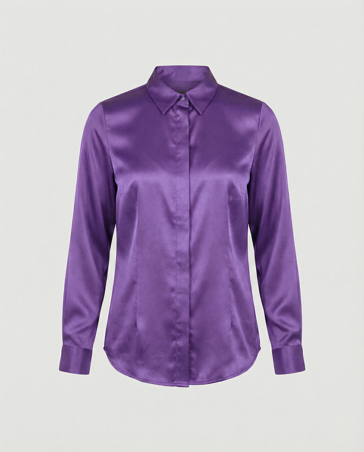 Damen Satin-Bluse mit klassischem Kragen Drune