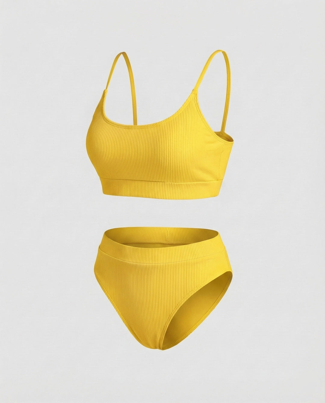 Damen Ripp-Bikini-Set Spaghettiträger-Bustier