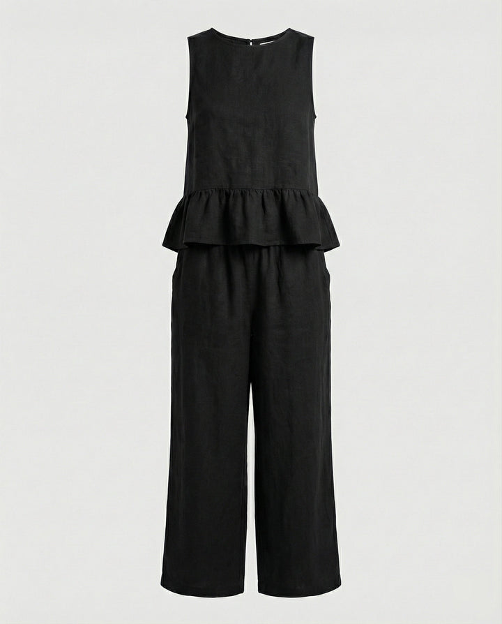 Damen Zweiteiler Set Volanttop & Palazzohose