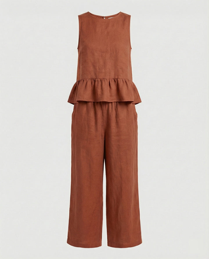 Damen Zweiteiler Set Volanttop & Palazzohose