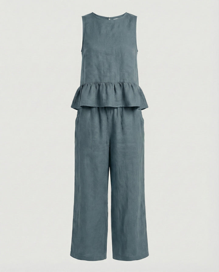 Damen Zweiteiler Set Volanttop & Palazzohose