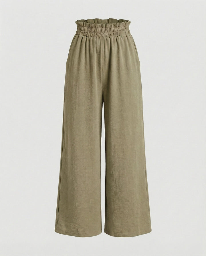 Damen Culotte-Hosen mit weitem Bein und elastischem Bund Drune