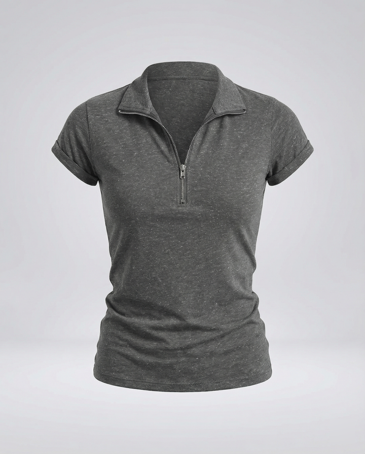 Damen Poloshirt mit kurzem Reißverschluss und figurbetontem Schnitt Drune