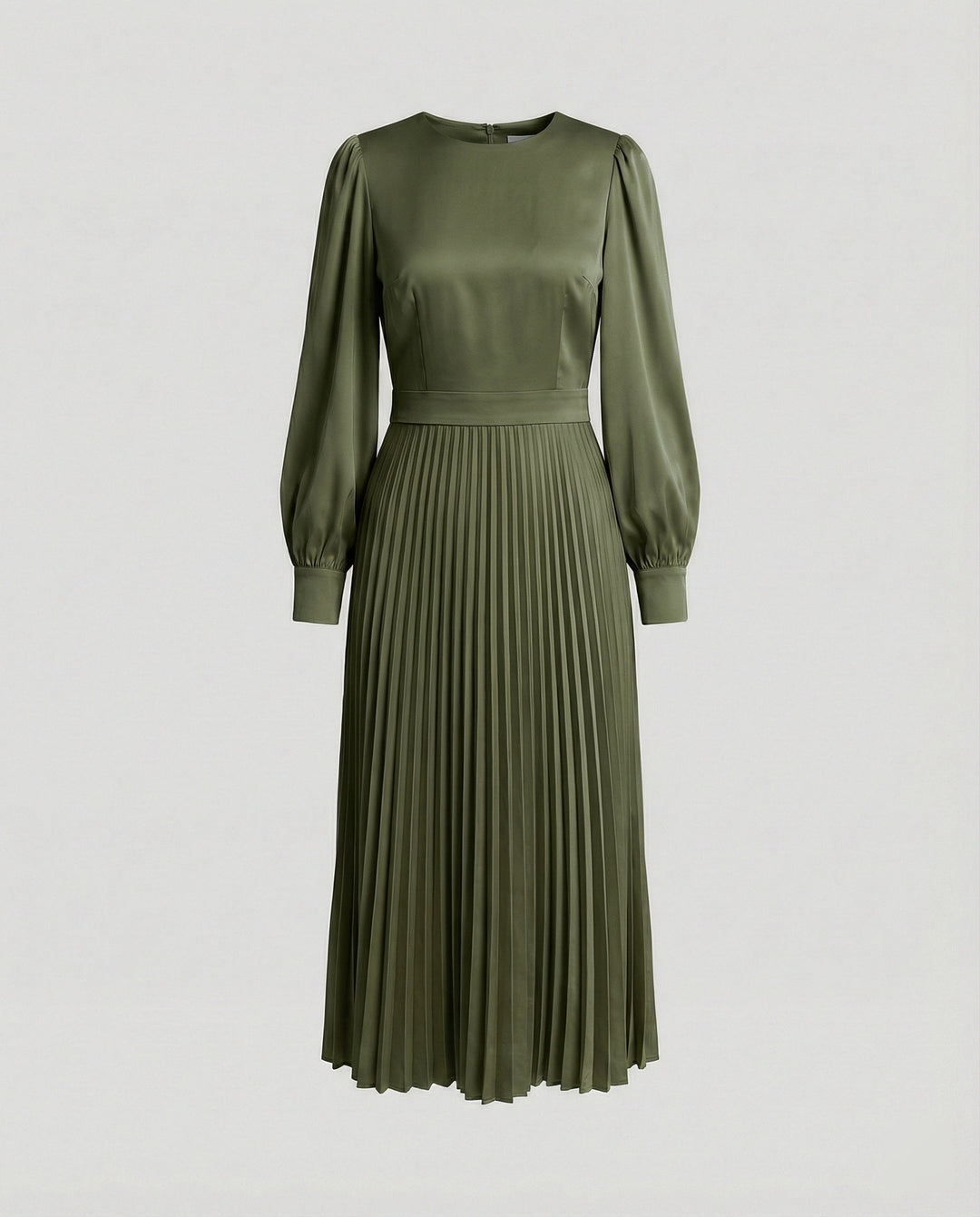 Damen Midikleid Plissee Satinoptik