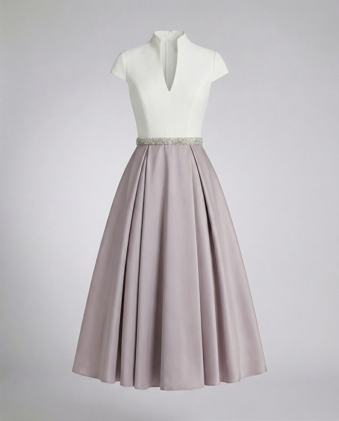 Damen Elegantes Midikleid mit Hochgeschlossenem Kragen & Schwingendem Rock | Drune