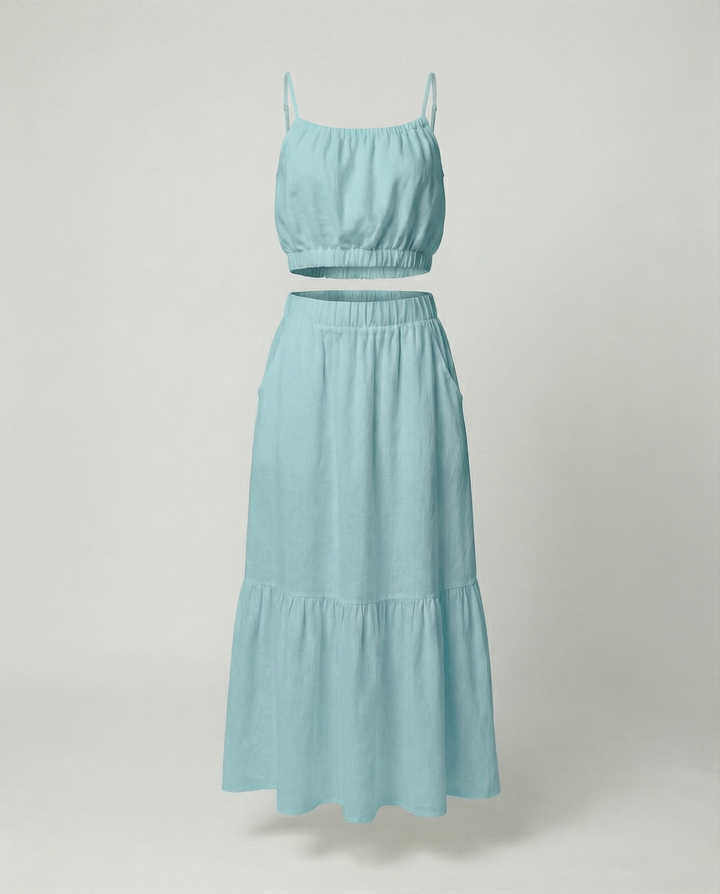 Damen Sommerliches Zweiteiler-Kleid mit fließendem Schnitt und praktischen Taschen Drune