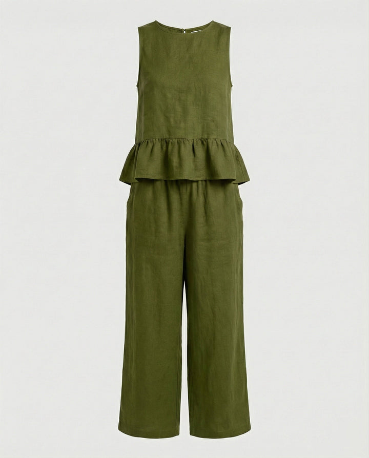 Damen Zweiteiler Set Volanttop & Palazzohose