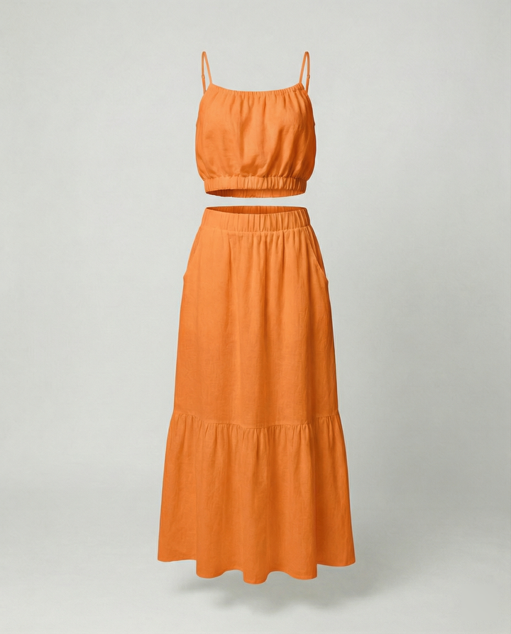 Damen Sommerliches Zweiteiler-Kleid mit fließendem Schnitt und praktischen Taschen Drune