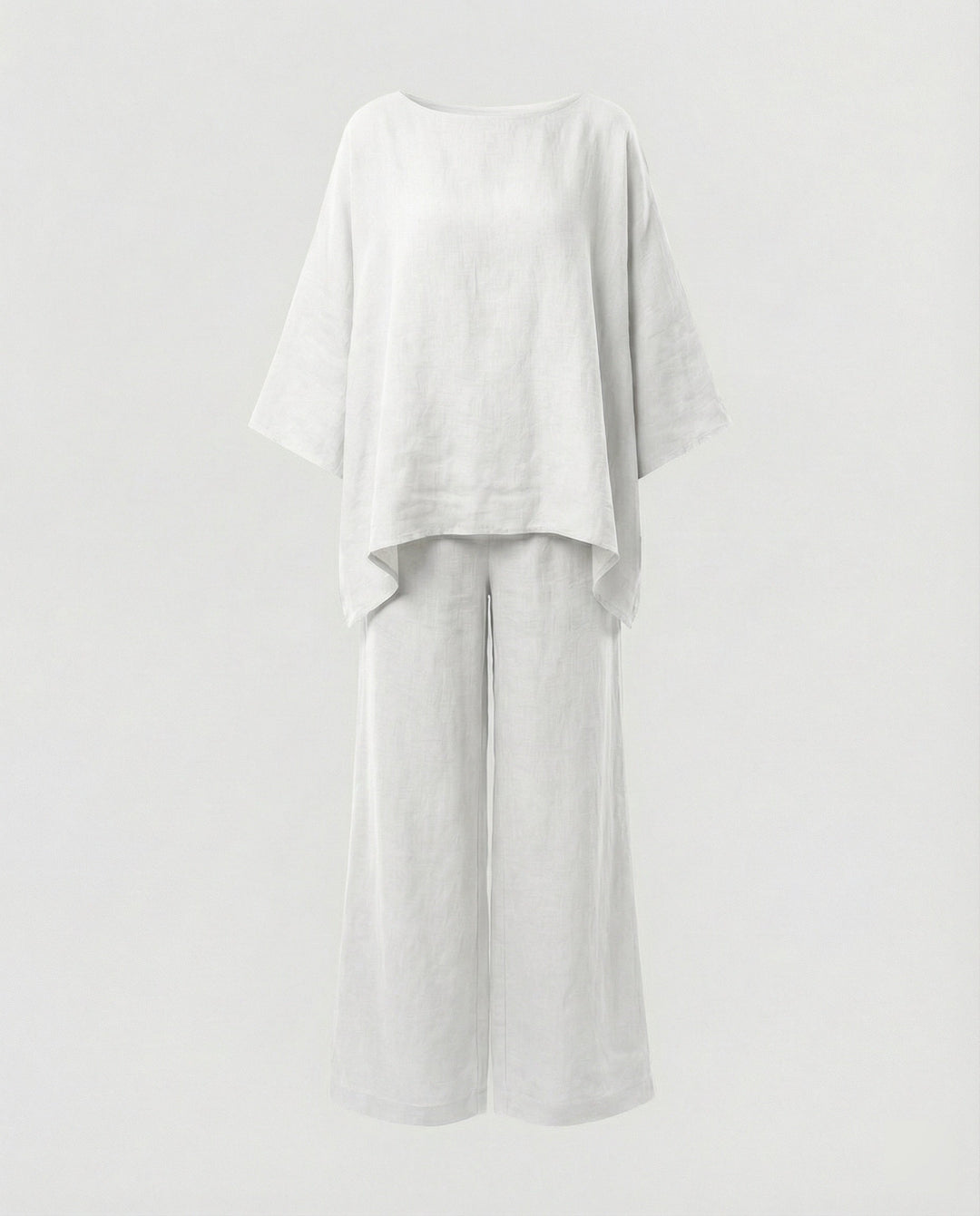 Leinen Zweiteiler Set Damen mit Palazzo-Hose