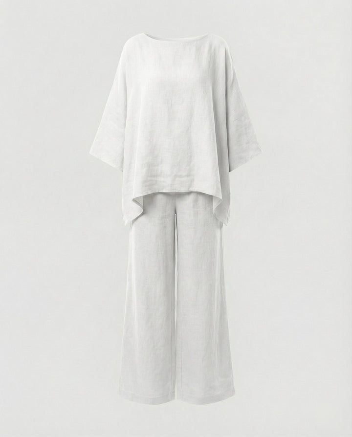 Leinen Zweiteiler Set Damen mit Palazzo-Hose