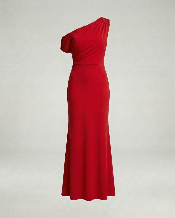 Figurbetontes elegantes Abendkleid asymmetrisch