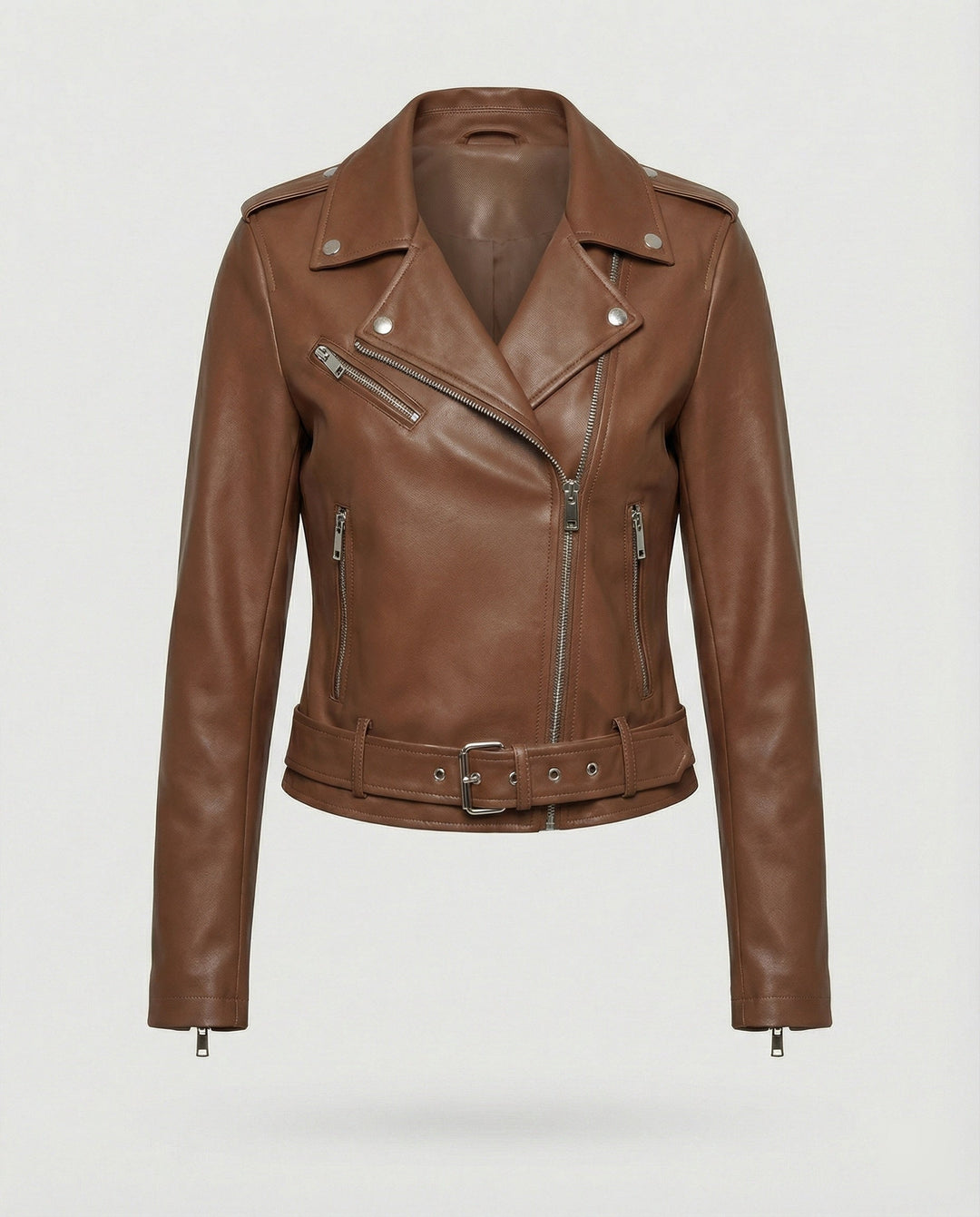Damen Lederjacke Schwarz Echtleder Look