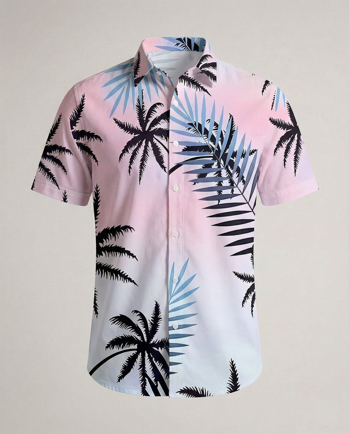 Herren Kurzarmhemd Hawaii Viskose