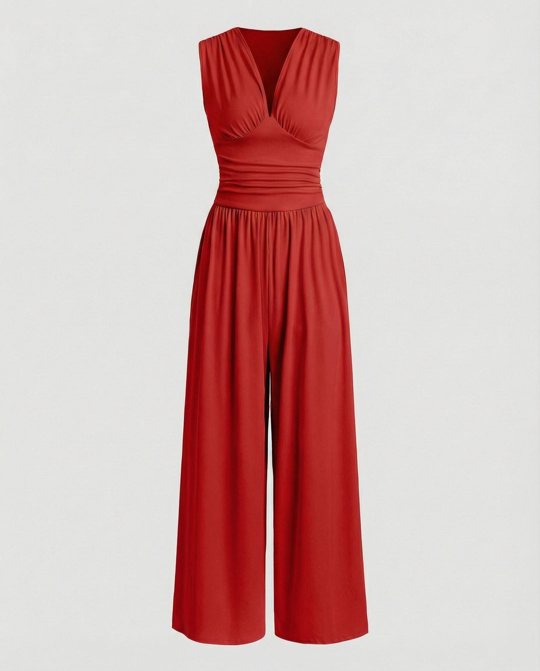 Damen Jumpsuit mit schickem V-Ausschnitt und weitem Bein Drune