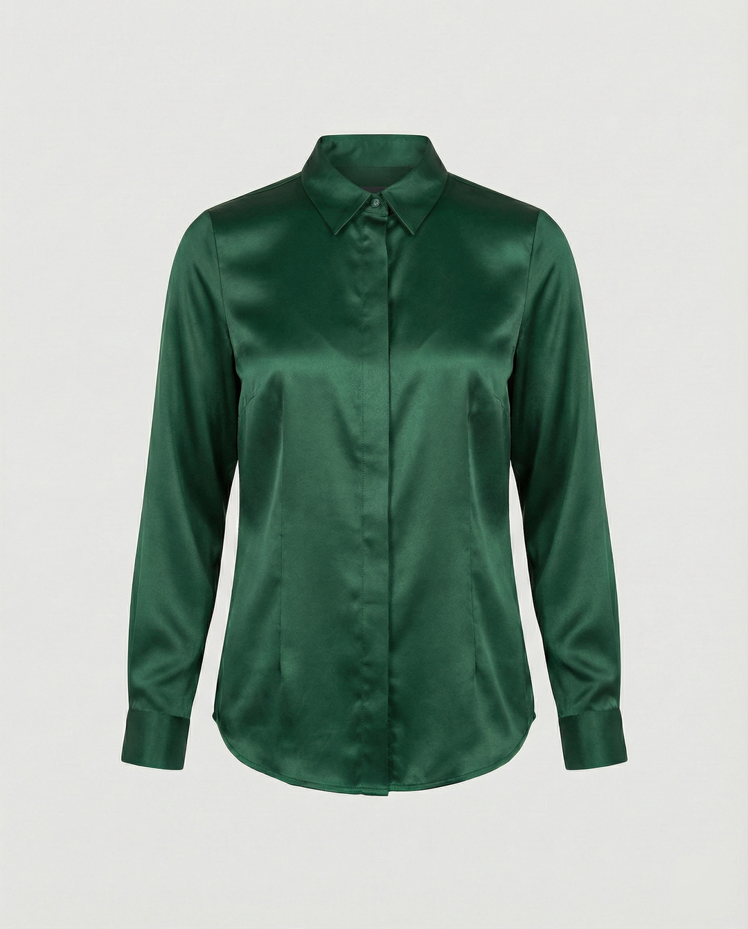Damen Satin-Bluse mit klassischem Kragen Drune