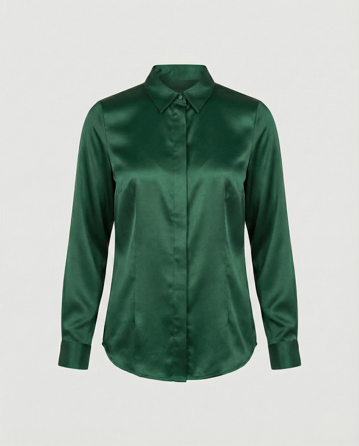 Damen Satin-Bluse mit klassischem Kragen Drune