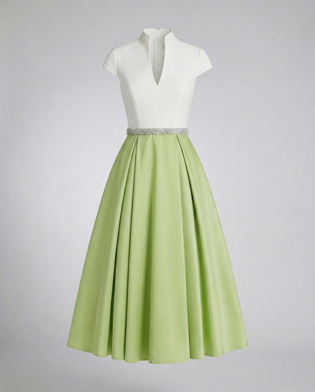 Damen Elegantes Midikleid mit Hochgeschlossenem Kragen & Schwingendem Rock | Drune