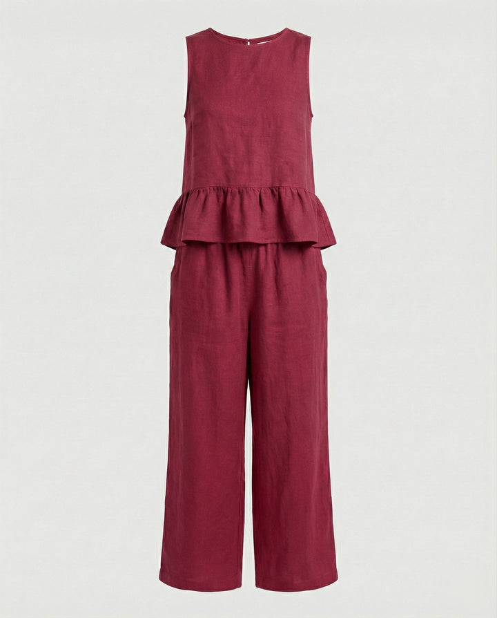 Damen Zweiteiler Set Volanttop & Palazzohose