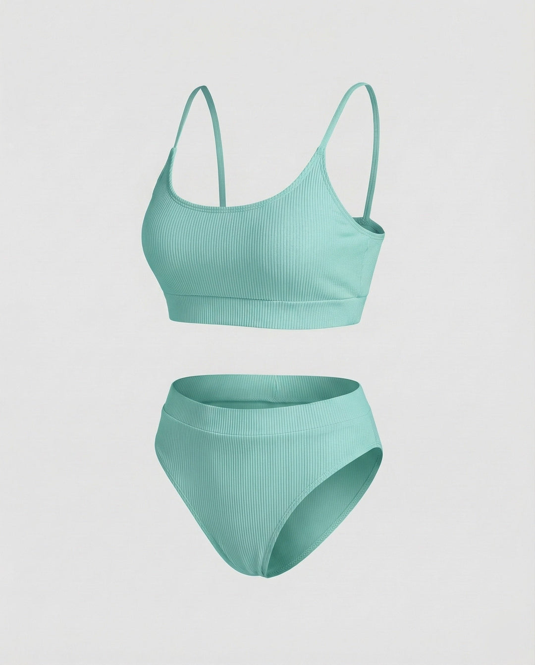 Damen Ripp-Bikini-Set Spaghettiträger-Bustier